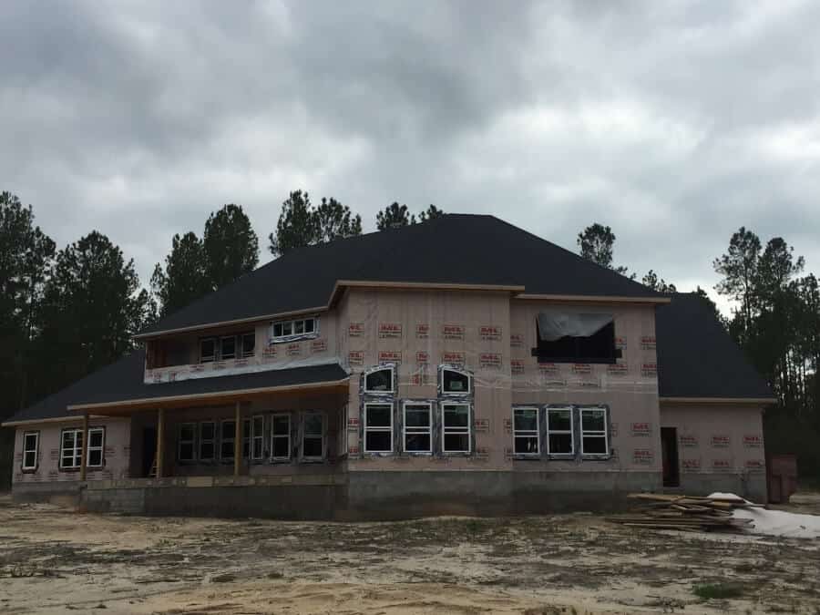 Country Dream House back of two story house being built