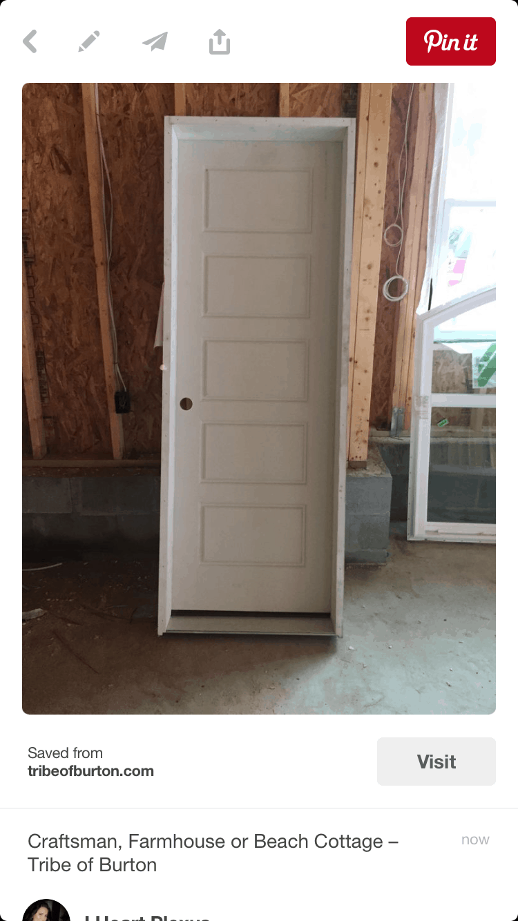 Picture of a door being pinned to pinterest because people want to see a door in a new garage.