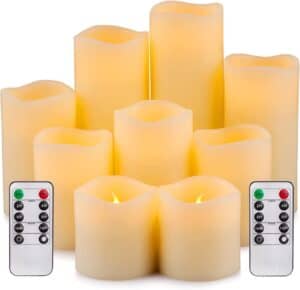 Flameless LED candles with remote control, perfect for home decor and ambiance.