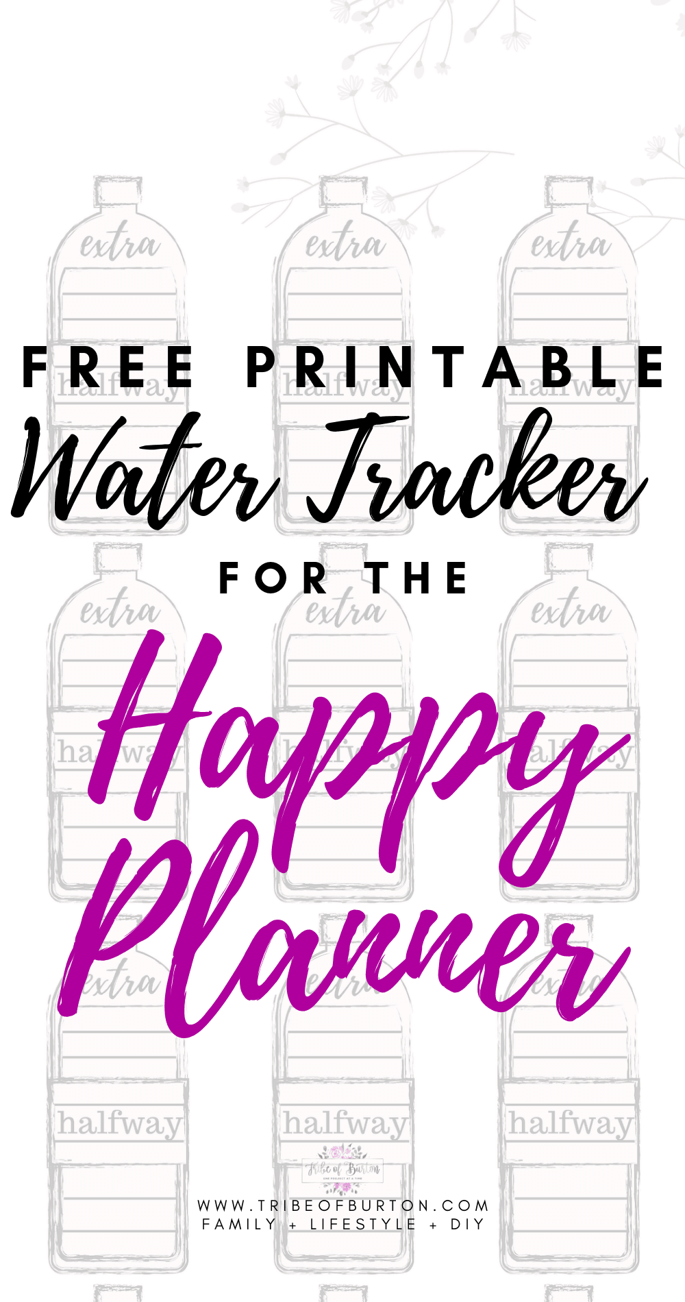 Free printable water tracker for the happy planner.