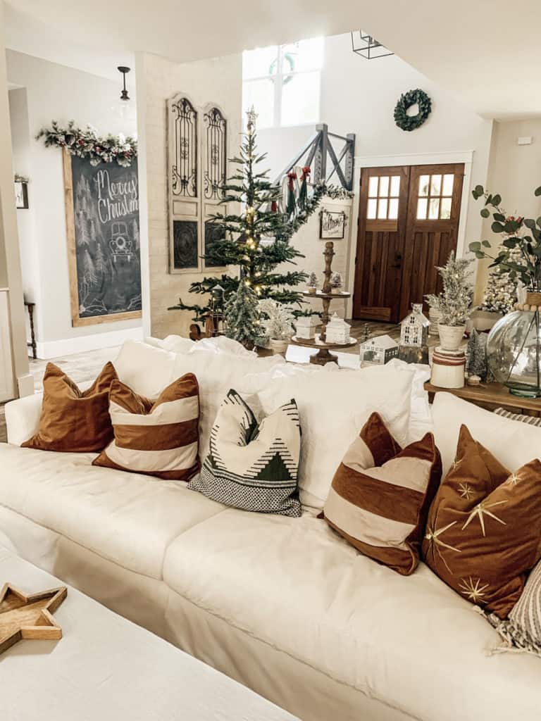 Chalkboard wall with Christmas decor