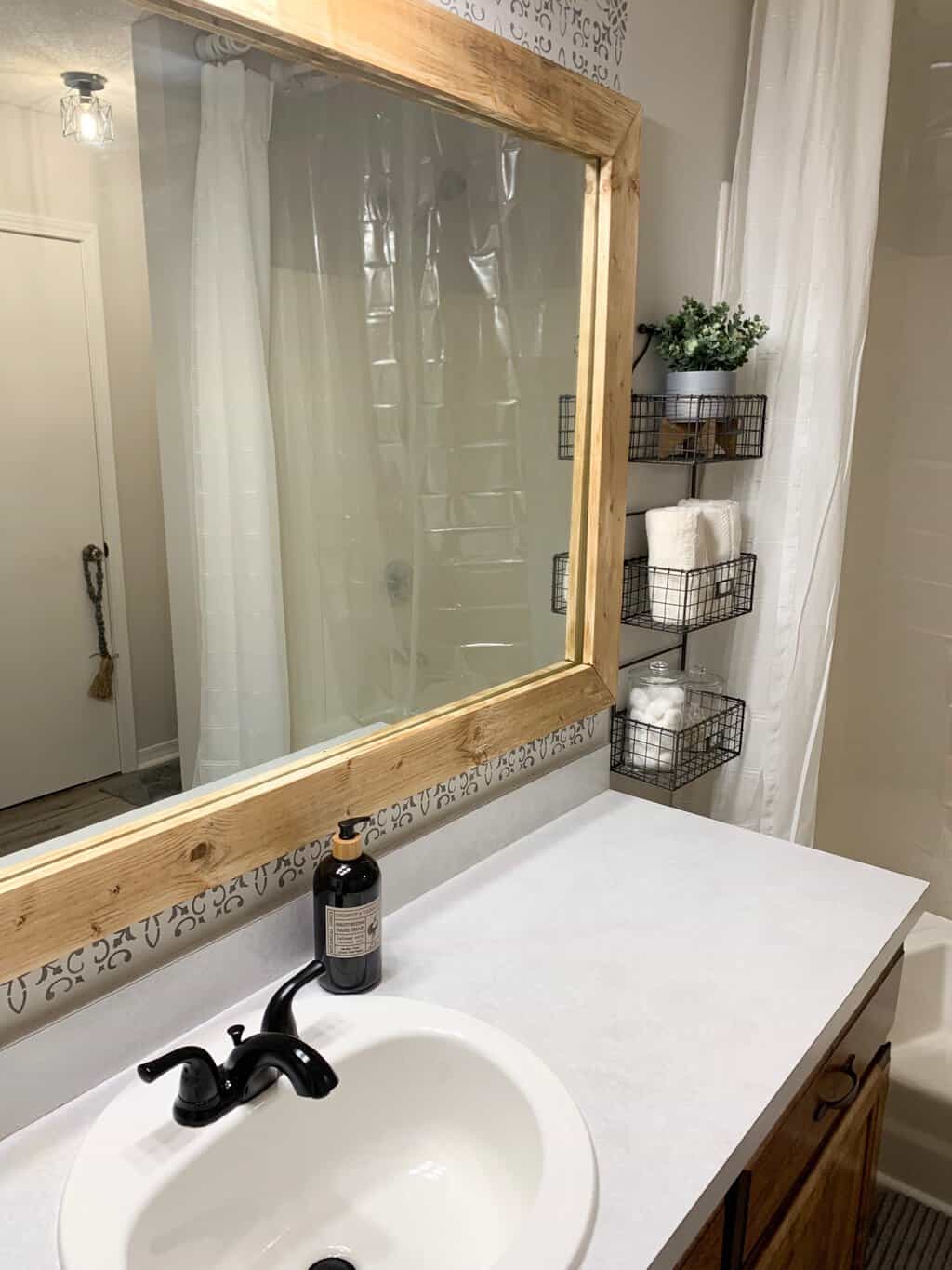 Bathroom Makeover On a Budget  How to Frame a Mirror – Simply2moms