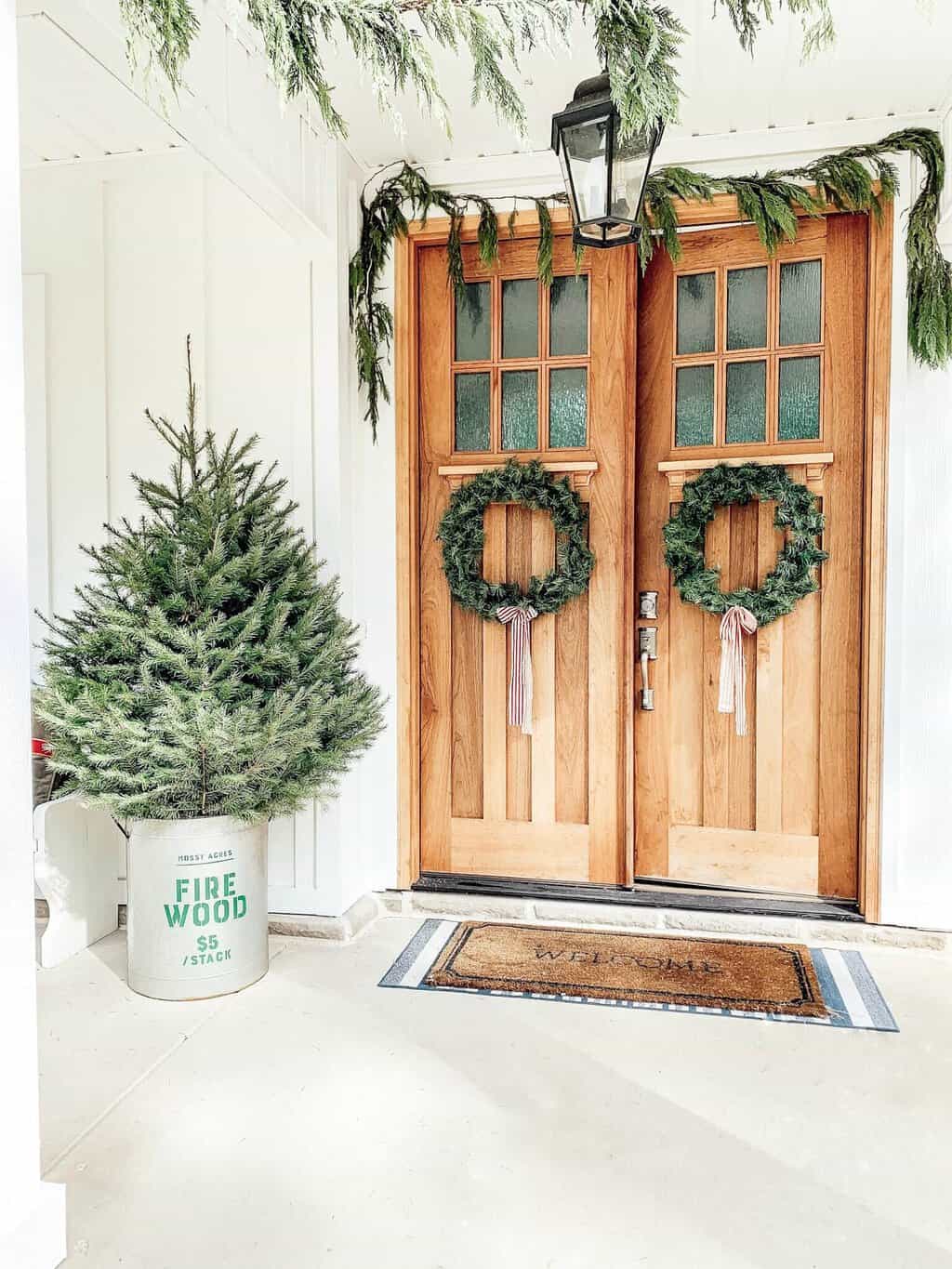 Front door Christmas decor.