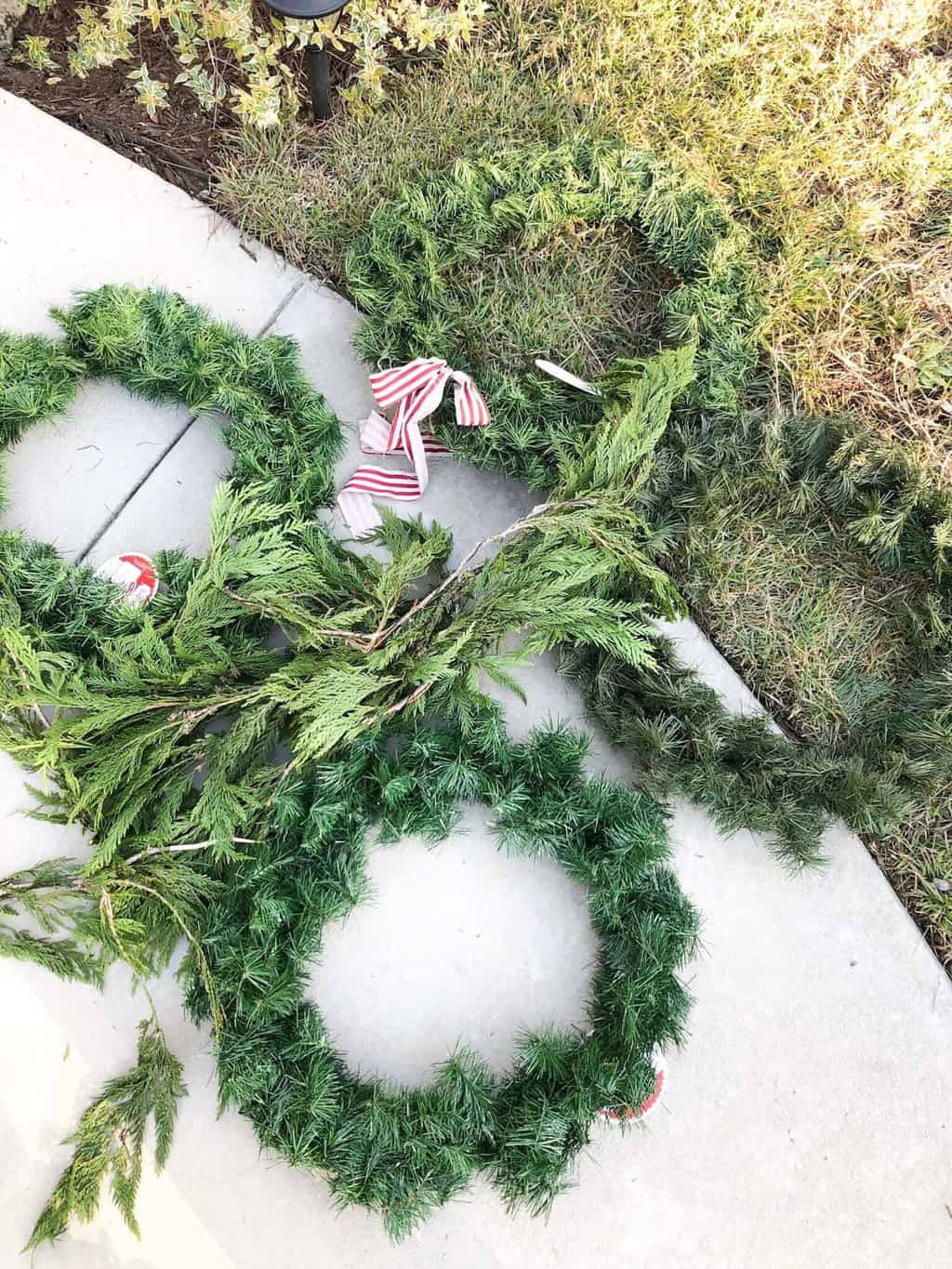 Christmas wreaths and garland.