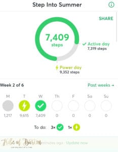 Step Bet screen shot showing I was getting active everyday