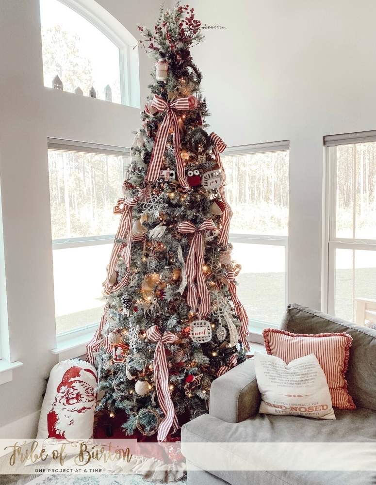 Rustic Red and White Christmas Tree Decor - Angela Marie Made
