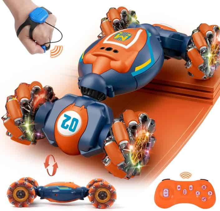High-tech robotic toy with remote control and LED lights, innovative STEM educational gift for kids.
